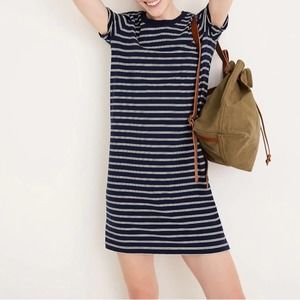 Madewell Blue & White T-shirt Tee Dress in Epperson Stripe Womens Size S…